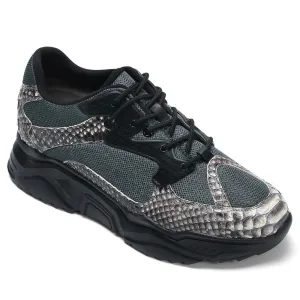 8 CM/3.15 Inches CMR CHAMARIPA CHAMARIPA Blue Python Leather & Mesh Sneakers