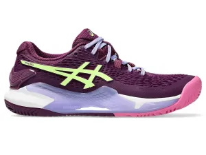 Asics Women's GEL-RESOLUTION 9 PADEL Tennis Shoes in Deep Mauve/Lime Green