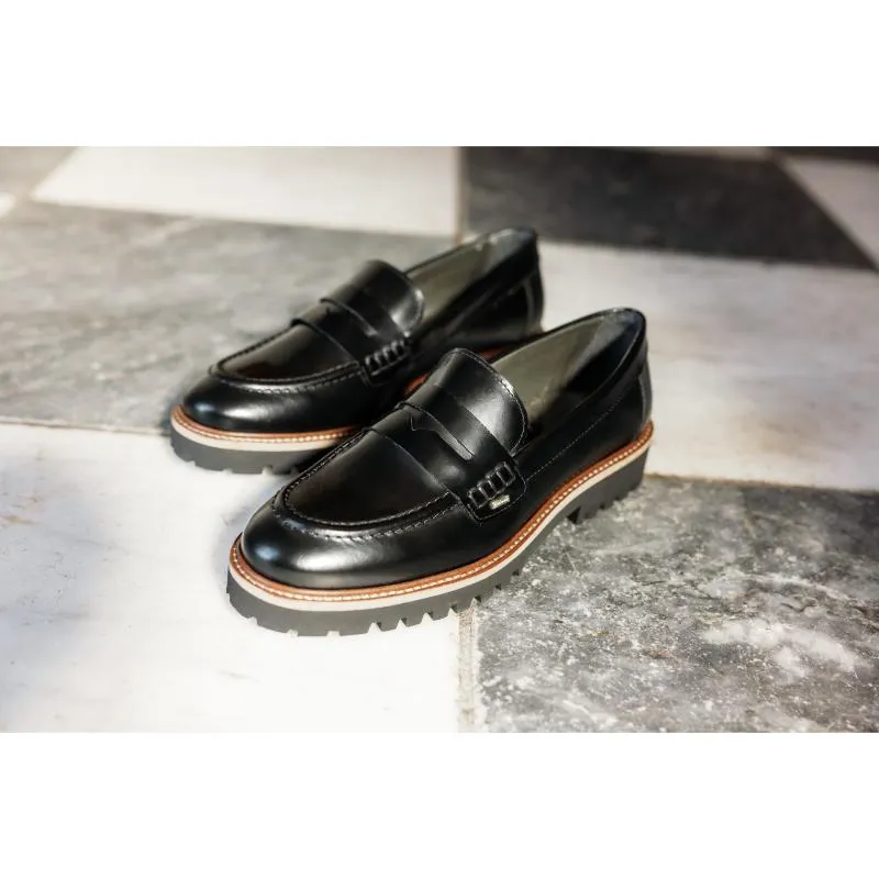 Barbour Ludlow Penny Leather Ladies Loafer - Black Polido