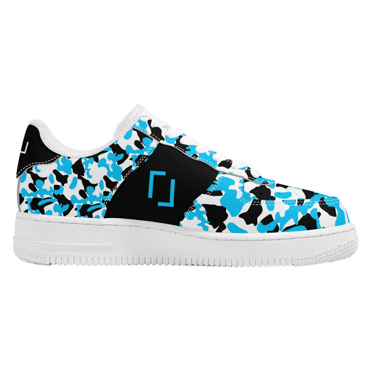 Blue & Black Camouflage Real Bracket Logo Unisex Air Force Sneakers