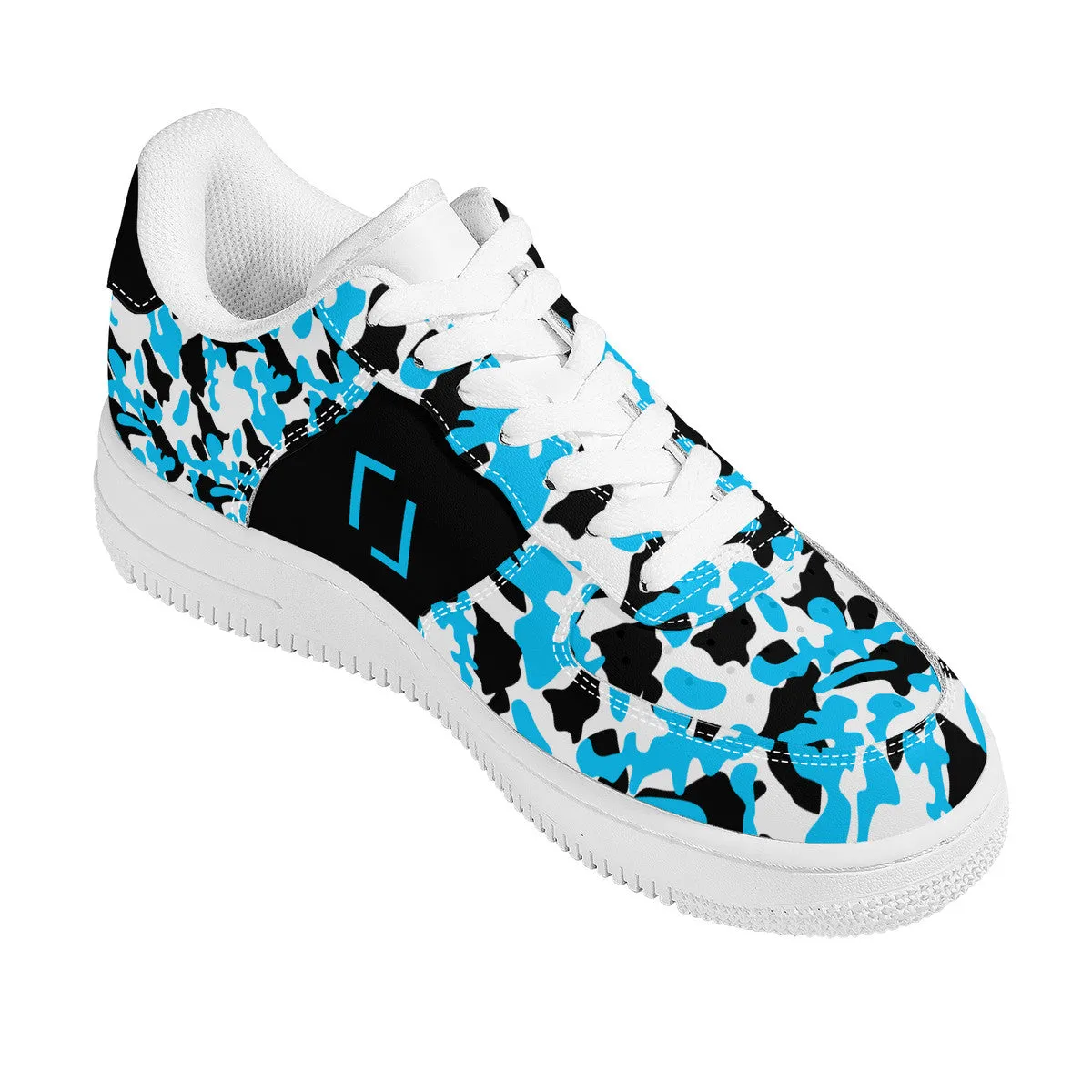 Blue & Black Camouflage Real Bracket Logo Unisex Air Force Sneakers