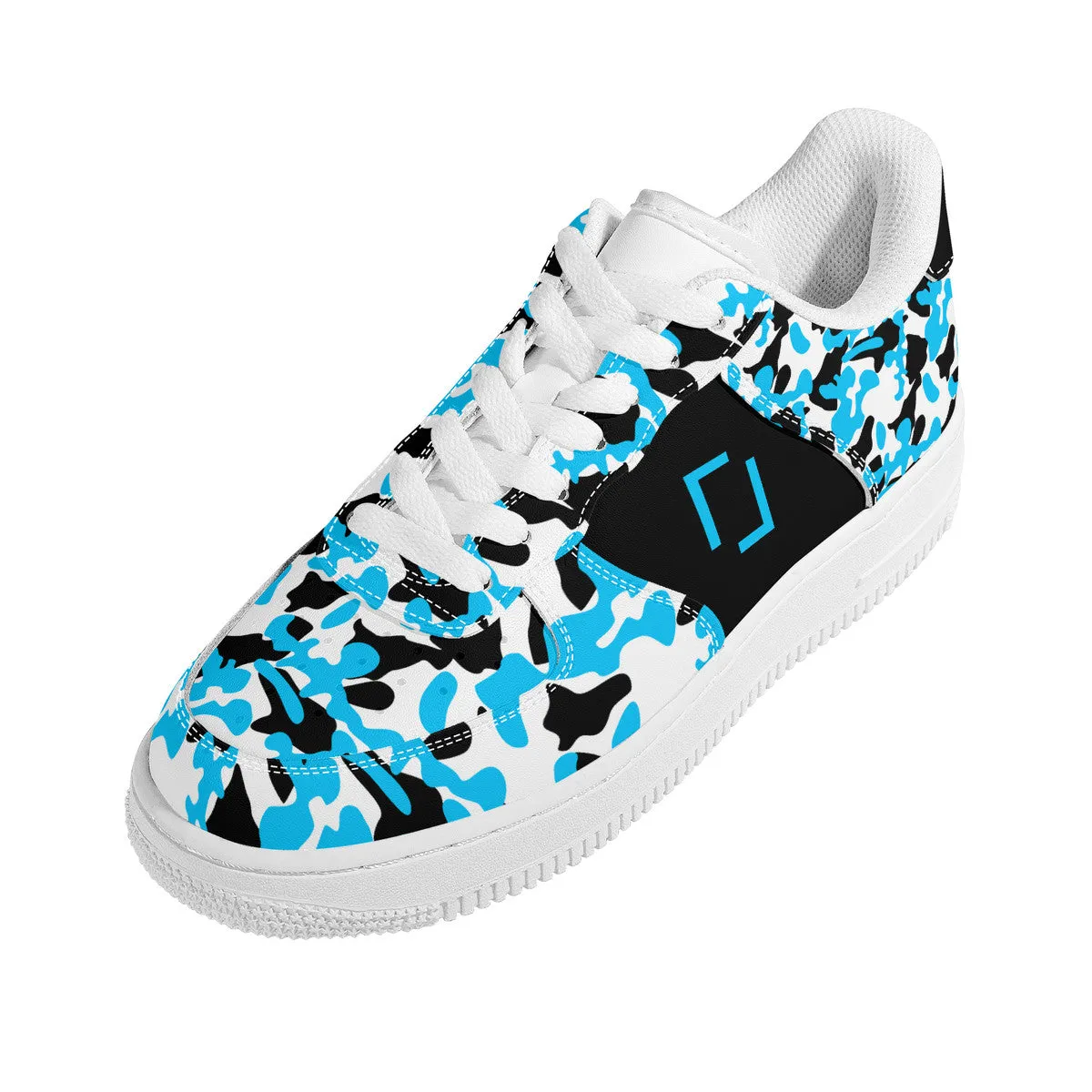 Blue & Black Camouflage Real Bracket Logo Unisex Air Force Sneakers