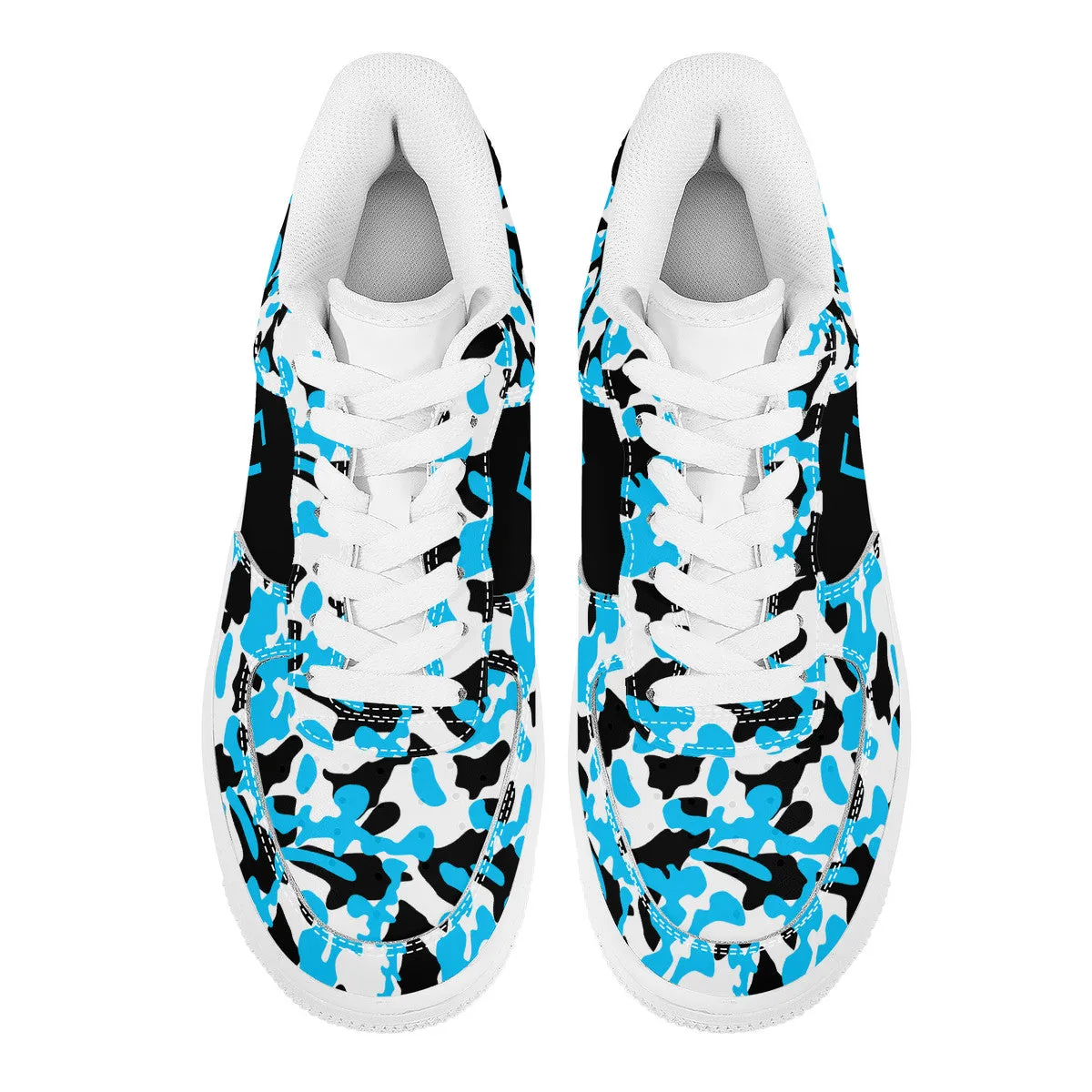 Blue & Black Camouflage Real Bracket Logo Unisex Air Force Sneakers
