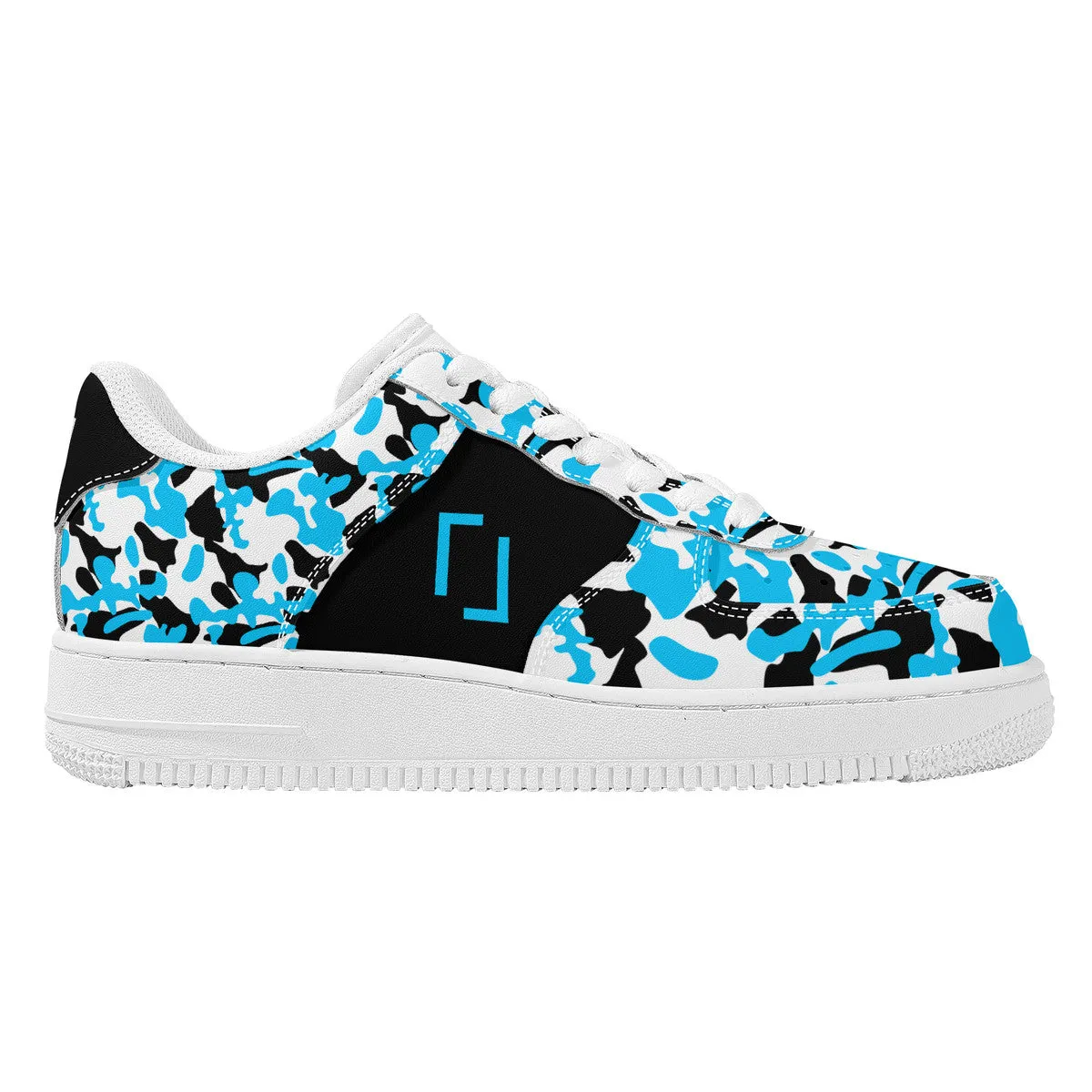 Blue & Black Camouflage Real Bracket Logo Unisex Air Force Sneakers
