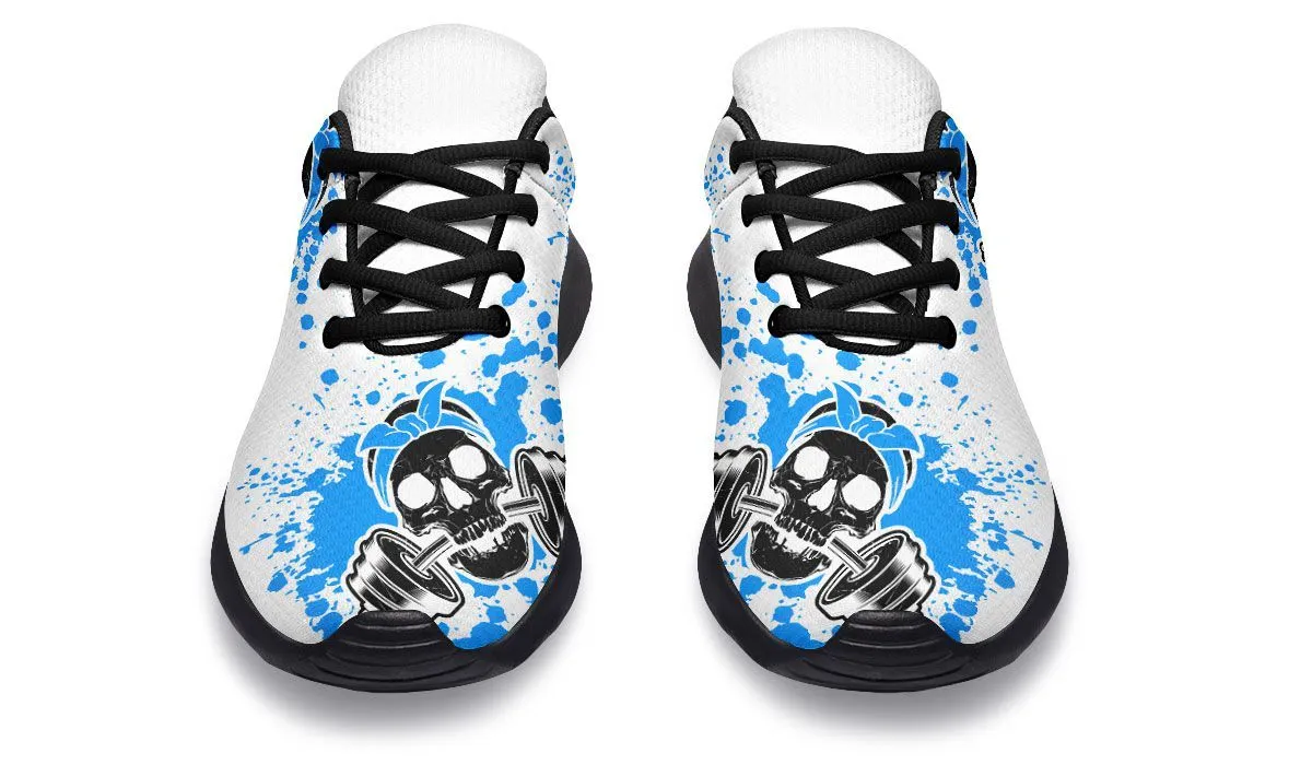 Blue Splat Skull On White