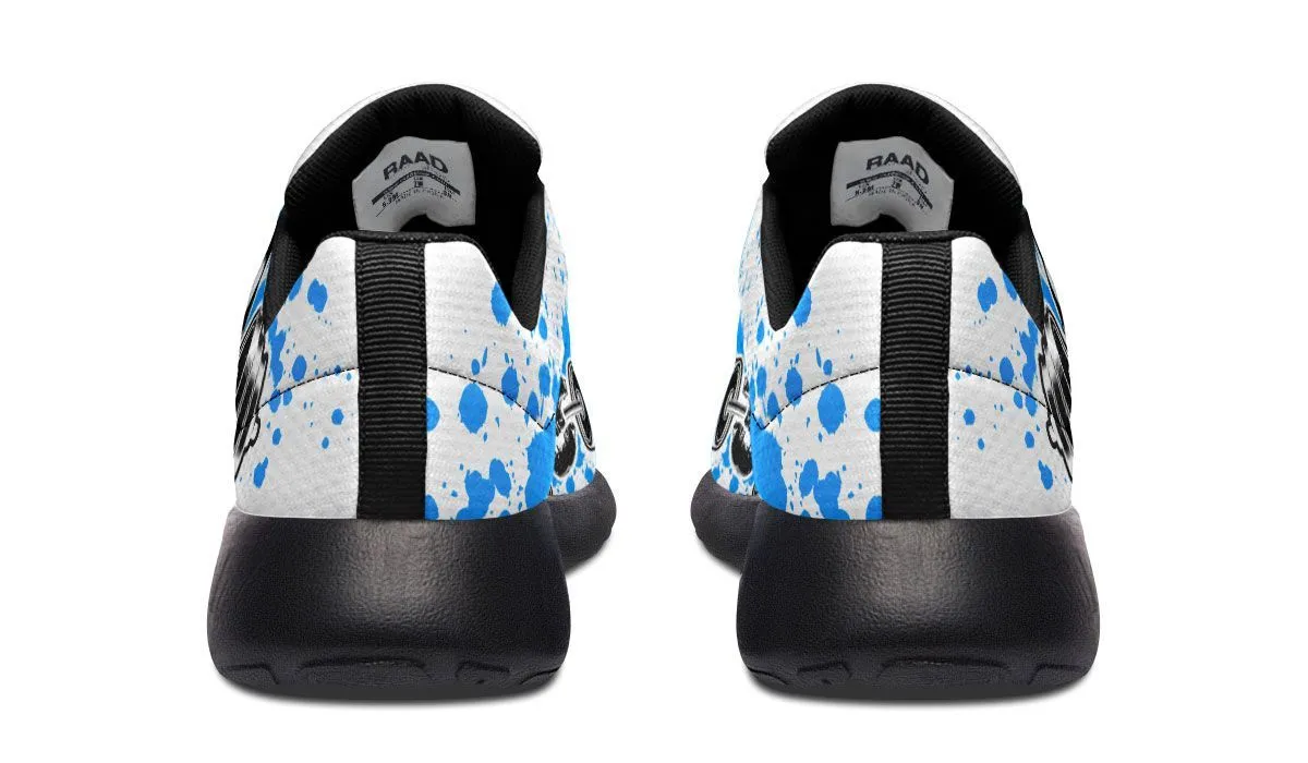 Blue Splat Skull On White