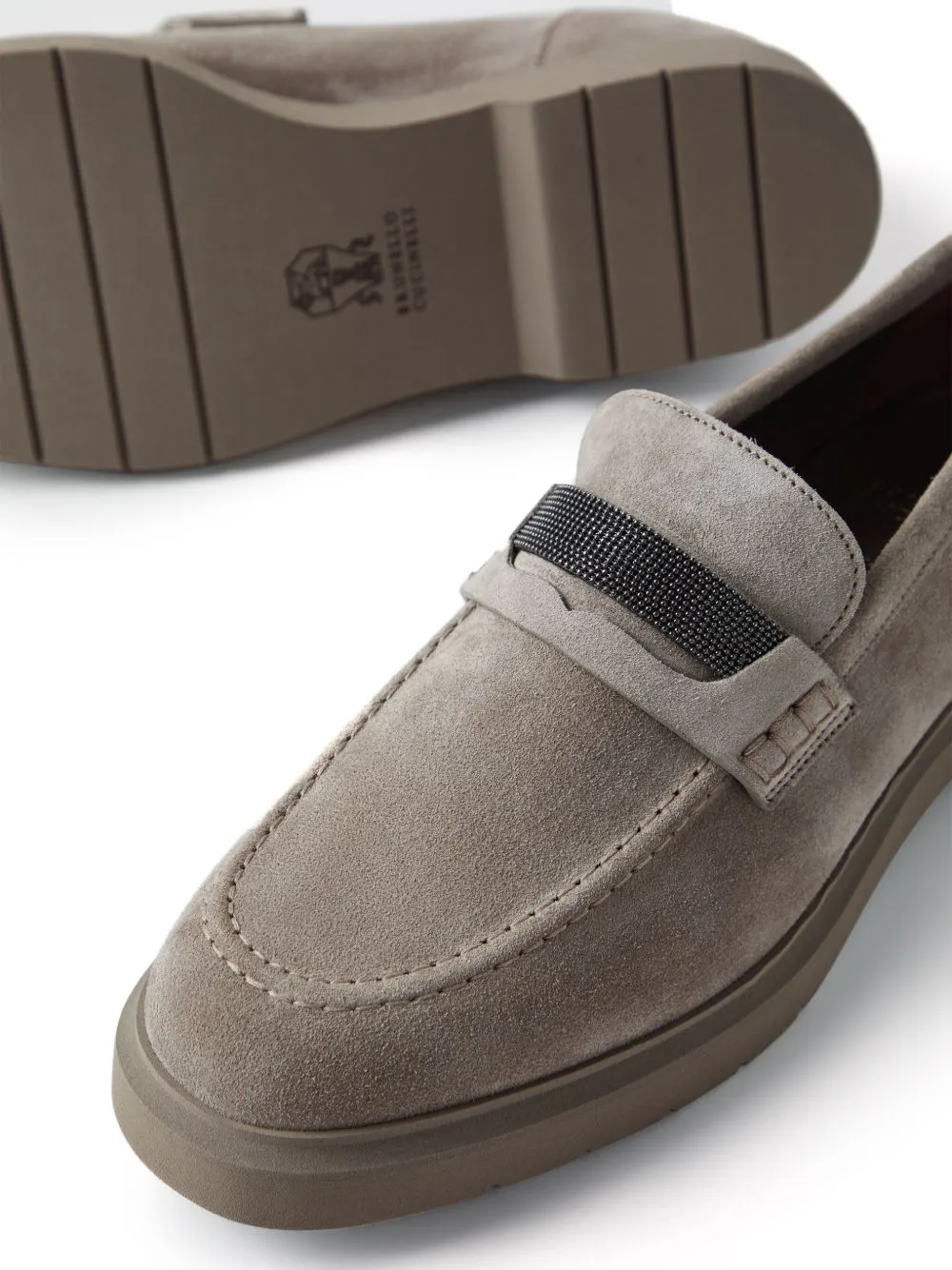 Crystal-embellished suede loafers<BR/><BR/><BR/>