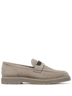Crystal-embellished suede loafers<BR/><BR/><BR/>