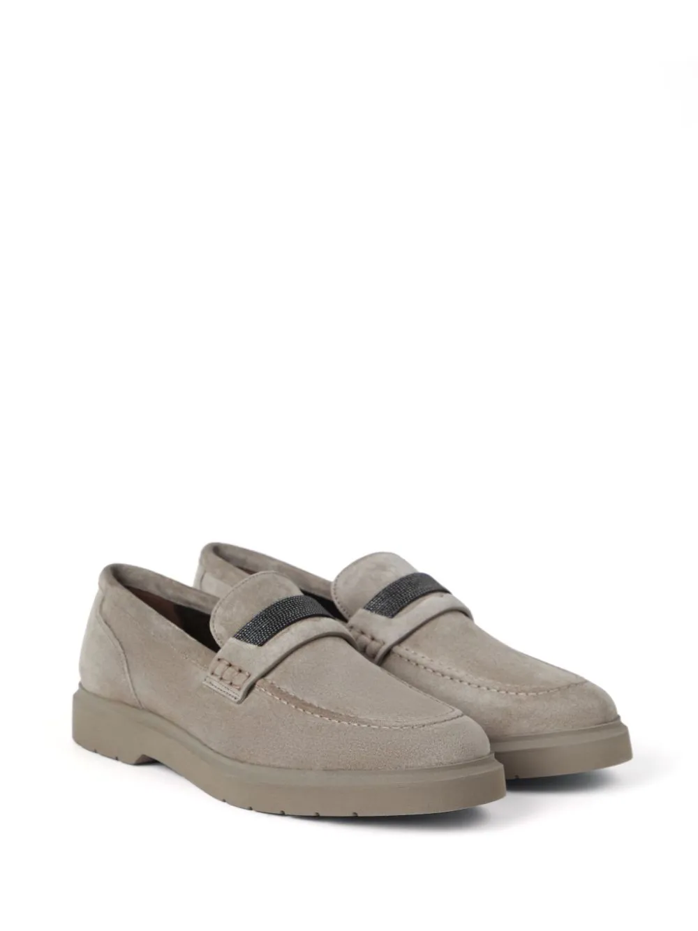 Crystal-embellished suede loafers<BR/><BR/><BR/>