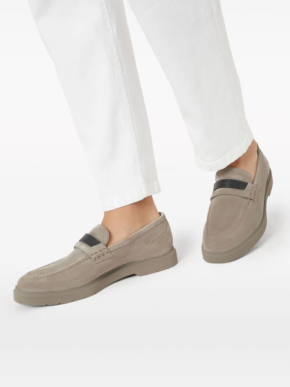 Crystal-embellished suede loafers<BR/><BR/><BR/>