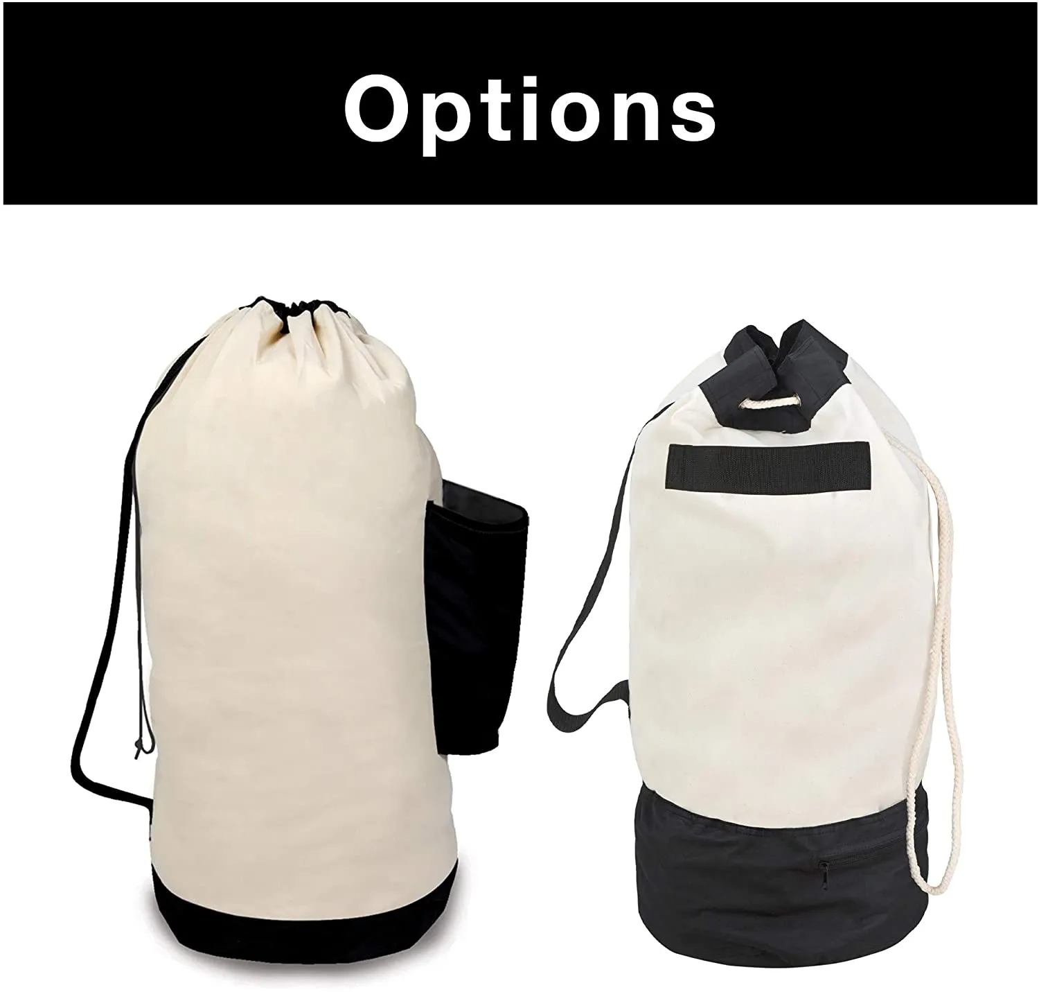 Extra Large Duffel Hamper Bag with Pocket - Heavy Duty Canvas - Holds 3 Loads