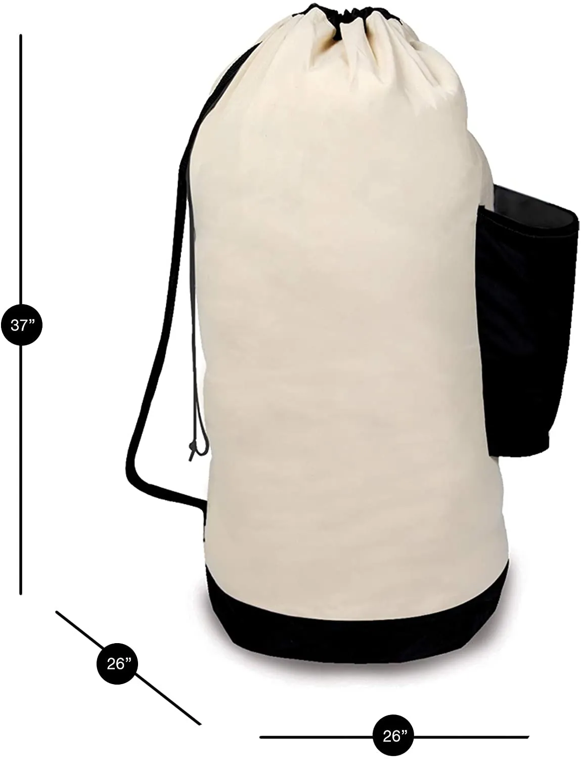 Extra Large Duffel Hamper Bag with Pocket - Heavy Duty Canvas - Holds 3 Loads