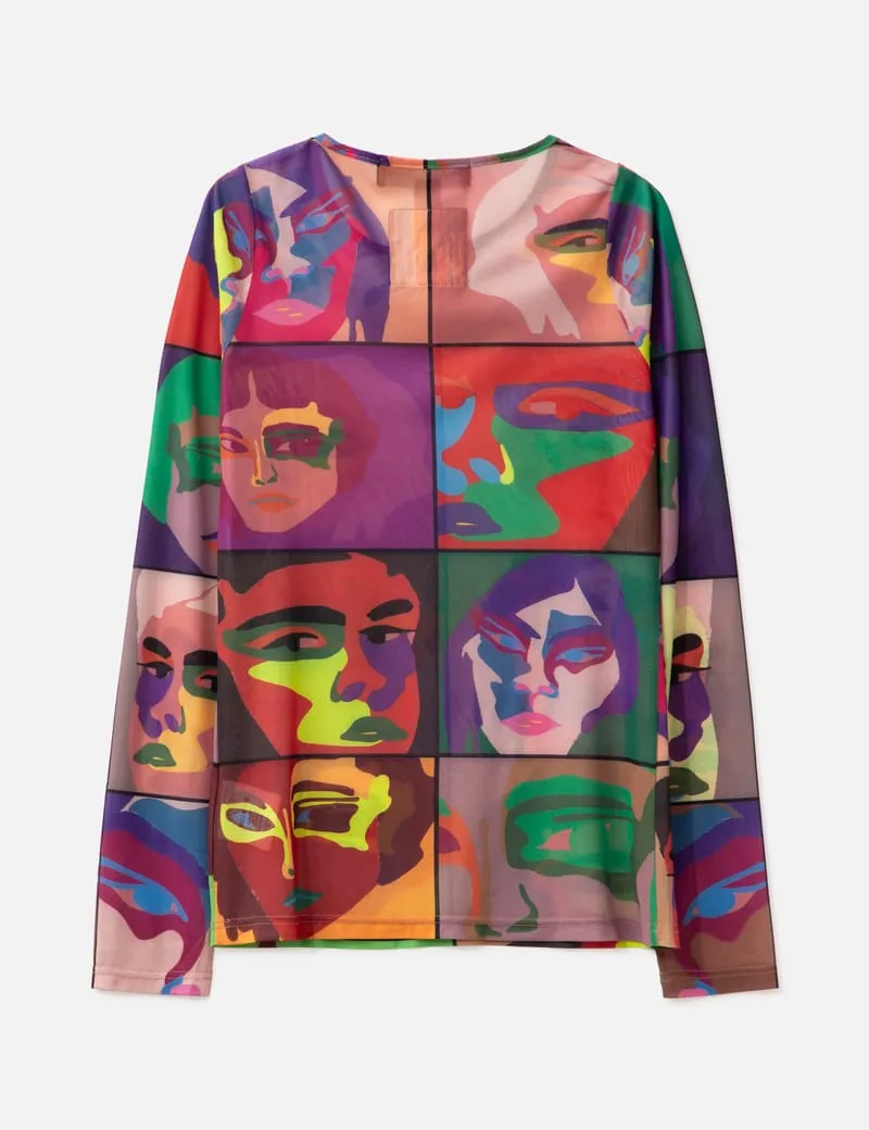 Faces Printed Mesh Shirt