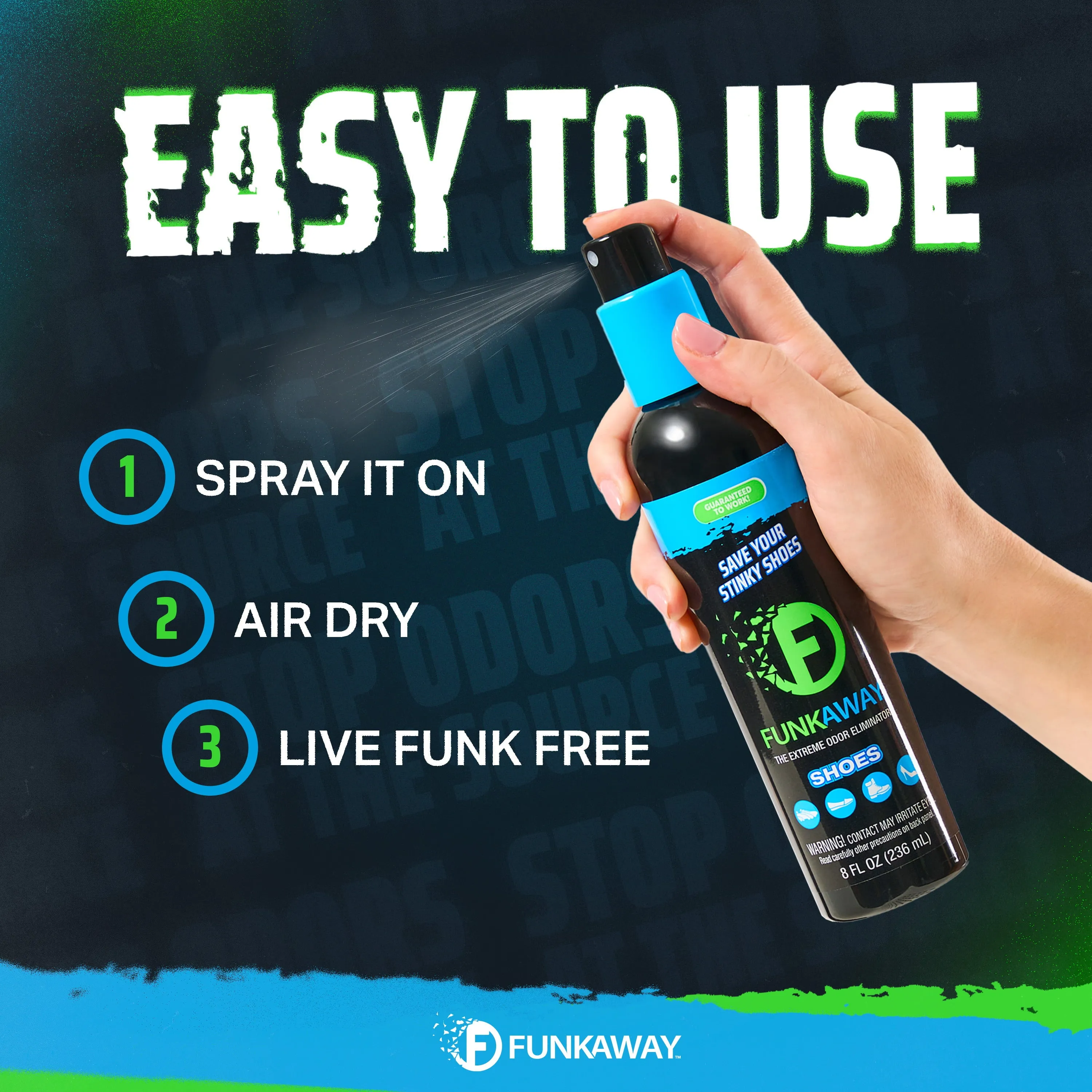 FunkAway - FAO8.0 Pump Spray 8 oz - Extreme Shoe Odor Eliminator