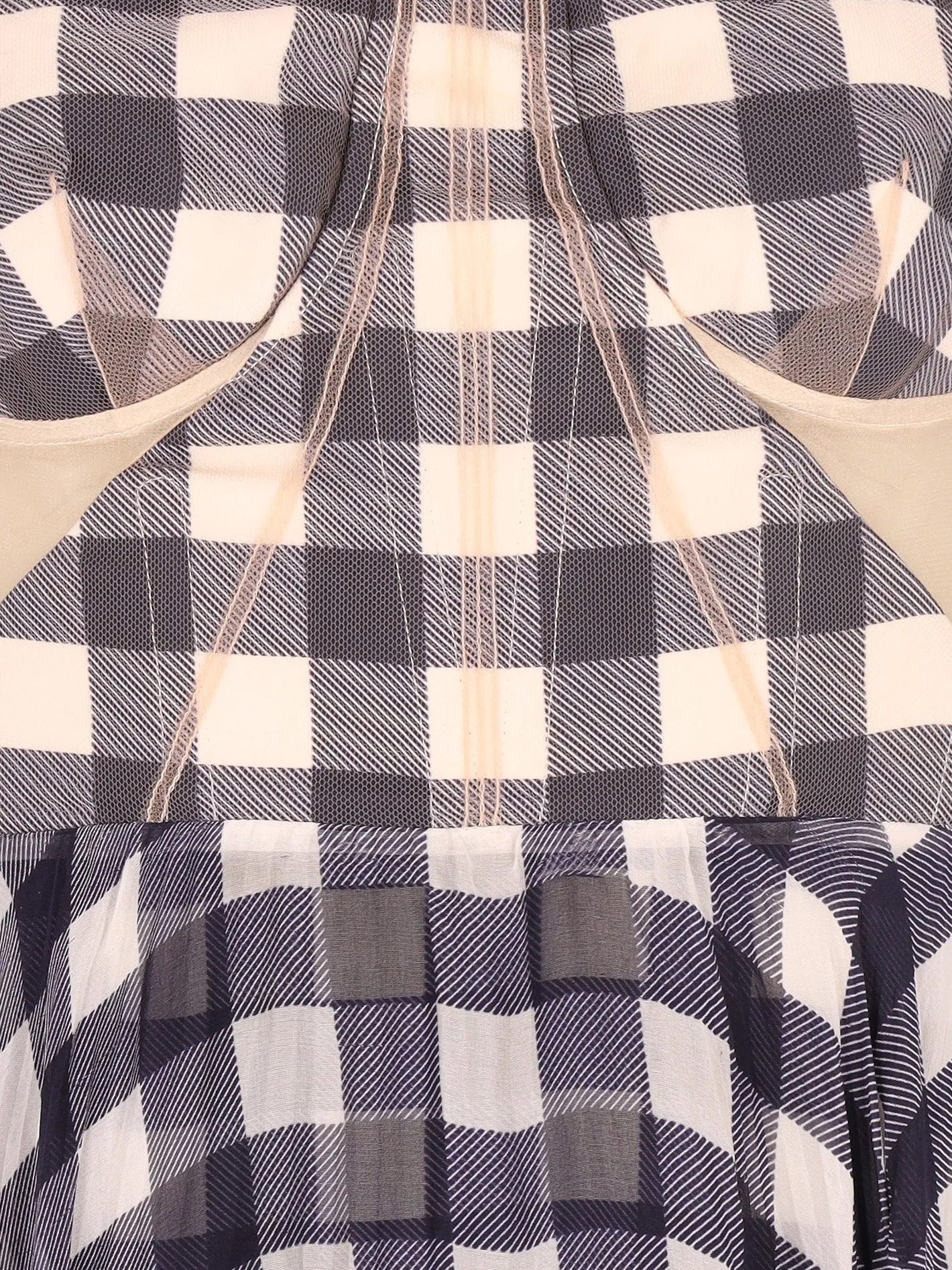 gingham-print silk knee-length dress