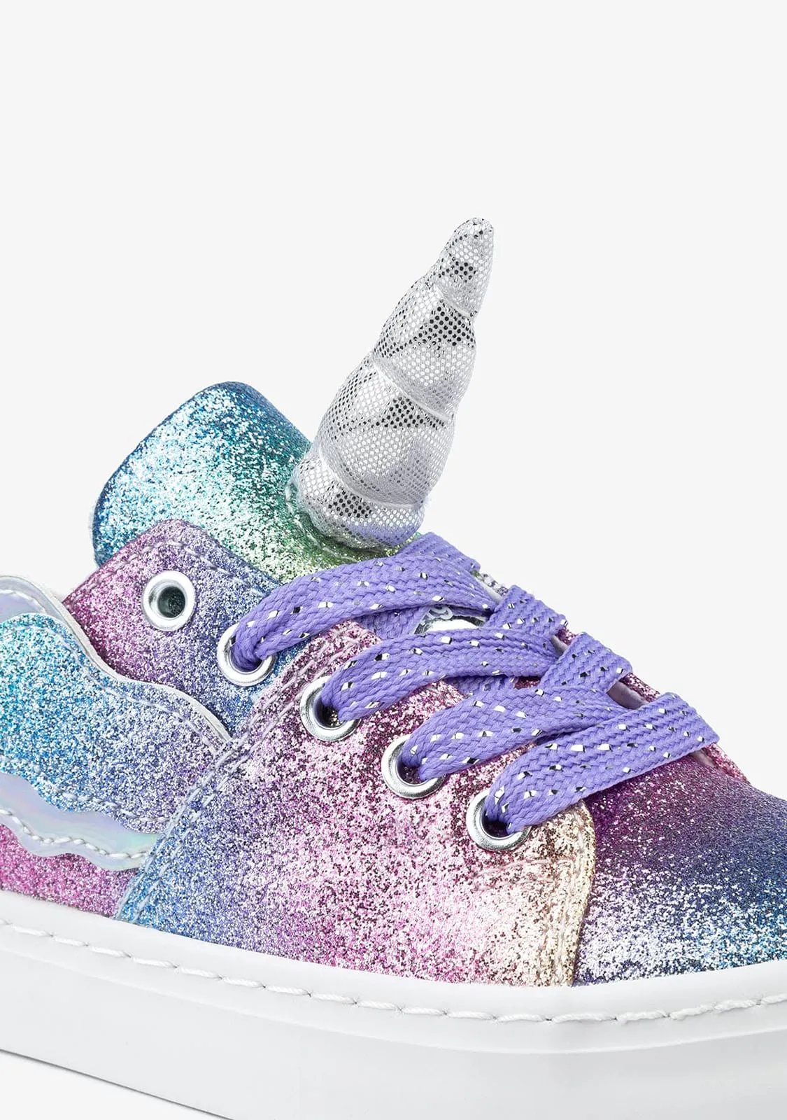 Girl's Multicolor Glitter Unicorn Sneakers
