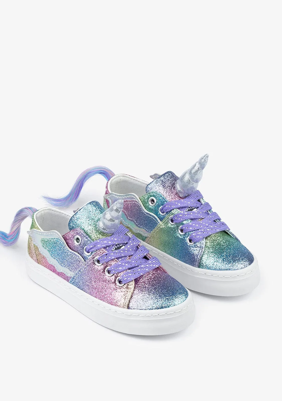 Girl's Multicolor Glitter Unicorn Sneakers