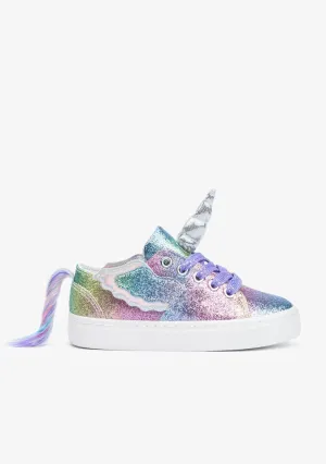 Girl's Multicolor Glitter Unicorn Sneakers