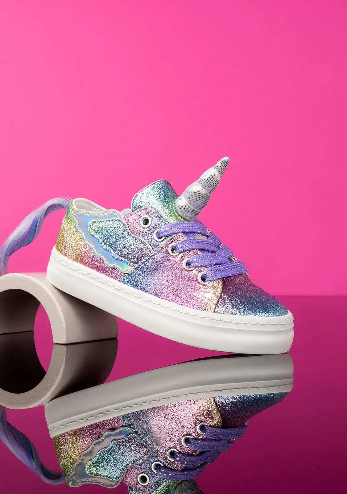Girl's Multicolor Glitter Unicorn Sneakers
