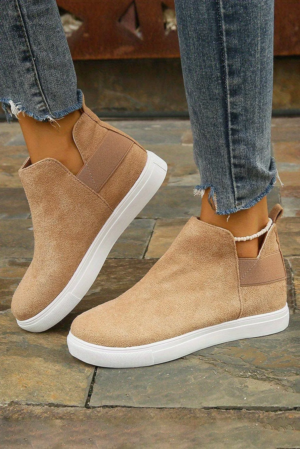 High Top Slip-on Sneakers/Camel