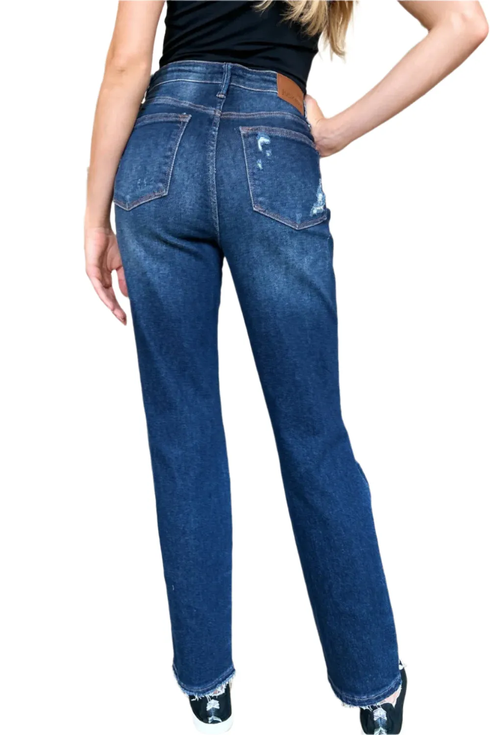 Judy Blue High Waist Rigid Magic Heavy Destroy Straight Jeans