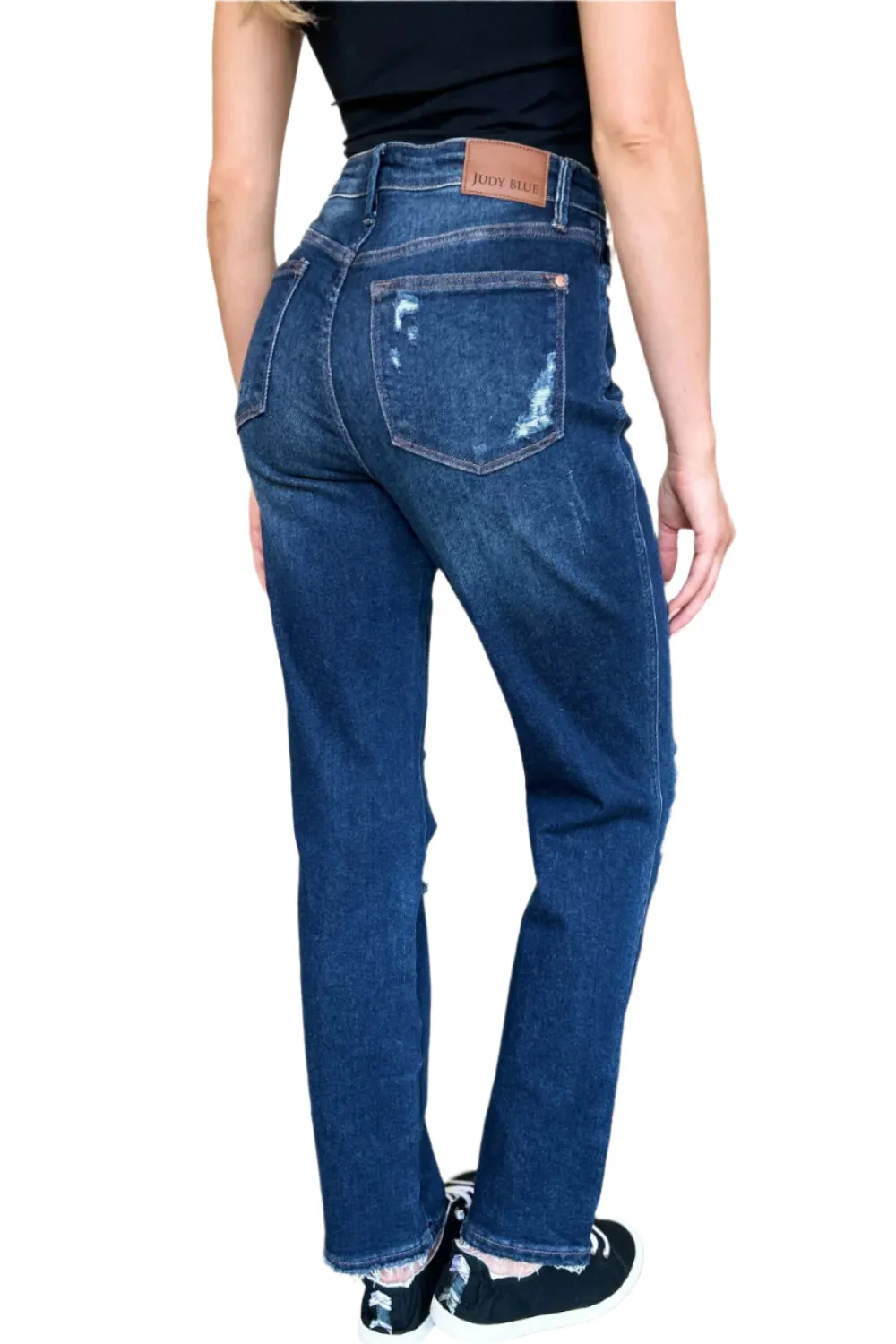 Judy Blue High Waist Rigid Magic Heavy Destroy Straight Jeans