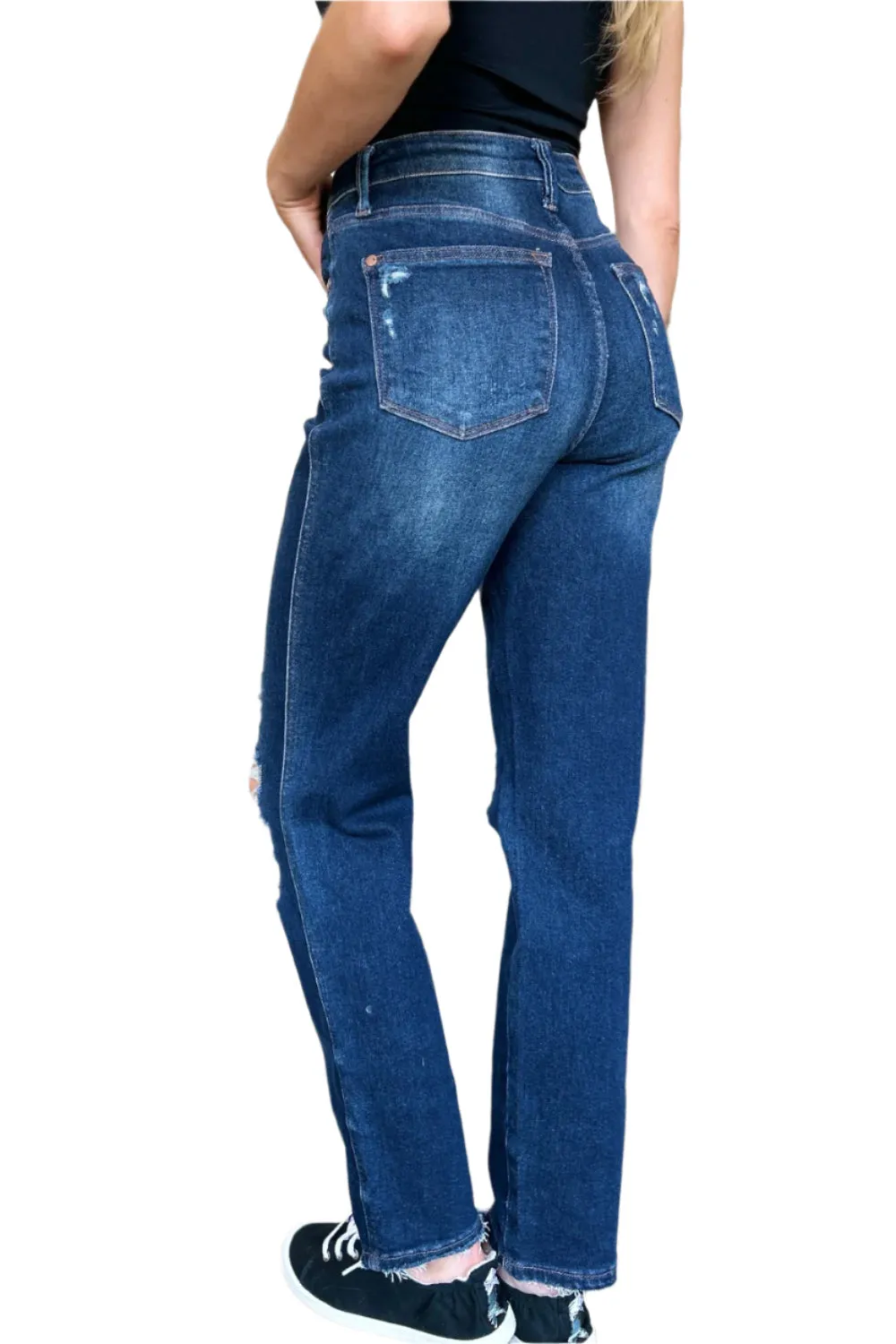 Judy Blue High Waist Rigid Magic Heavy Destroy Straight Jeans