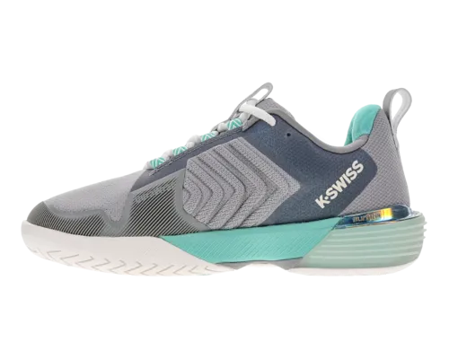 K-Swiss Women's Ultrashot 3 Alloy Brilliant White Turquoise Shoes