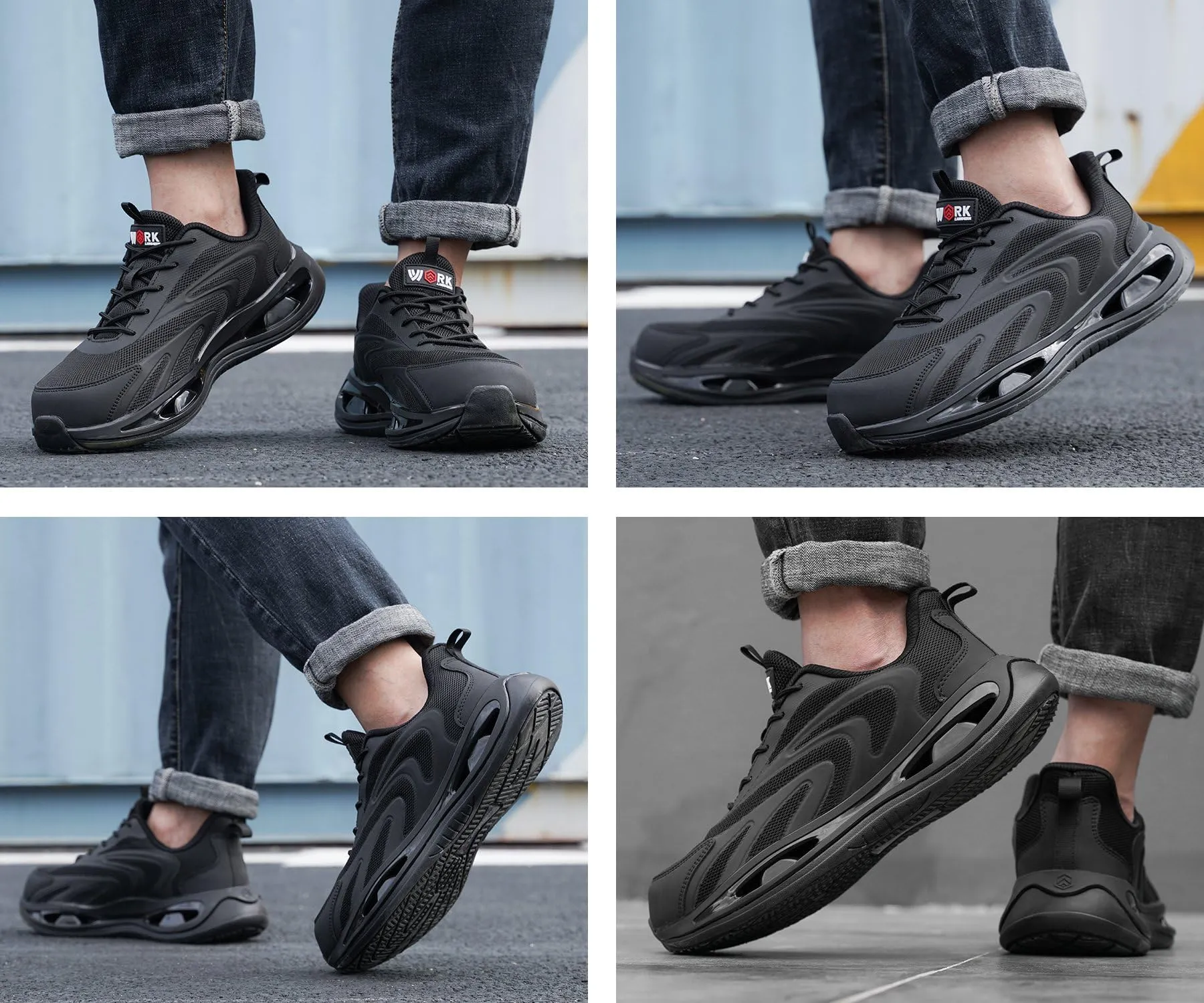 LARNMERN Steel Toe Shoes Men Breathable Work Sneakers Safety Lightweight Comfortable Tennis Shoe Indestructible Sneaker(10 Men, Black)