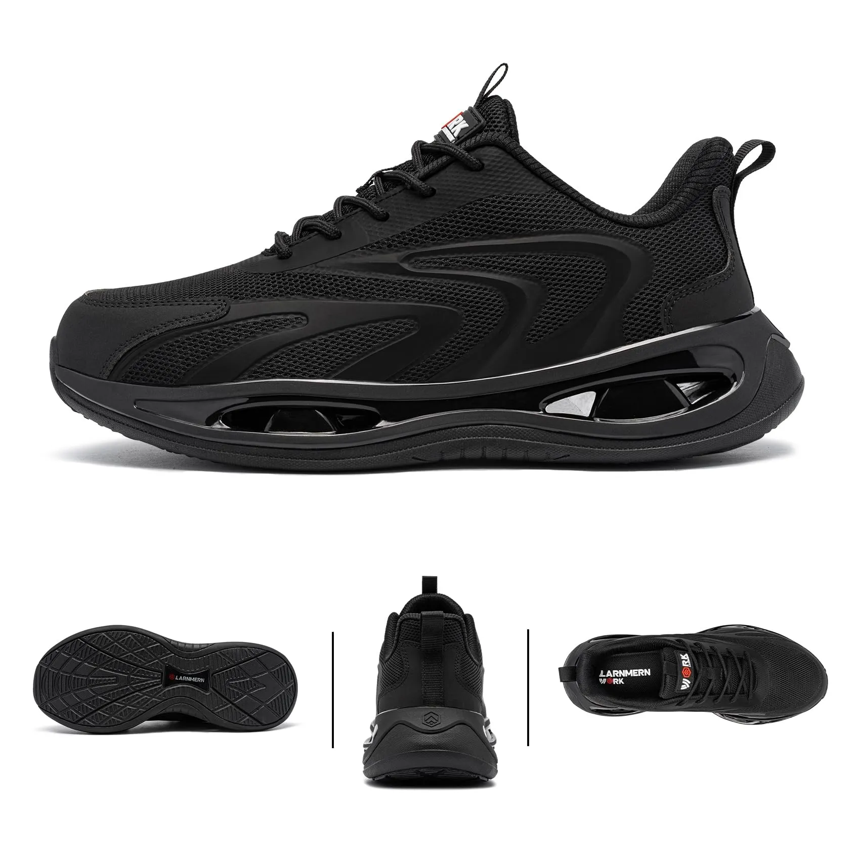 LARNMERN Steel Toe Shoes Men Breathable Work Sneakers Safety Lightweight Comfortable Tennis Shoe Indestructible Sneaker(10 Men, Black)