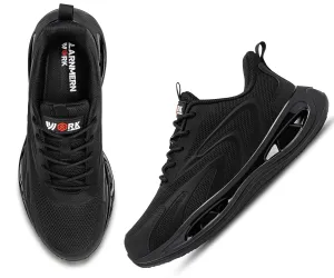 LARNMERN Steel Toe Shoes Men Breathable Work Sneakers Safety Lightweight Comfortable Tennis Shoe Indestructible Sneaker(10 Men, Black)