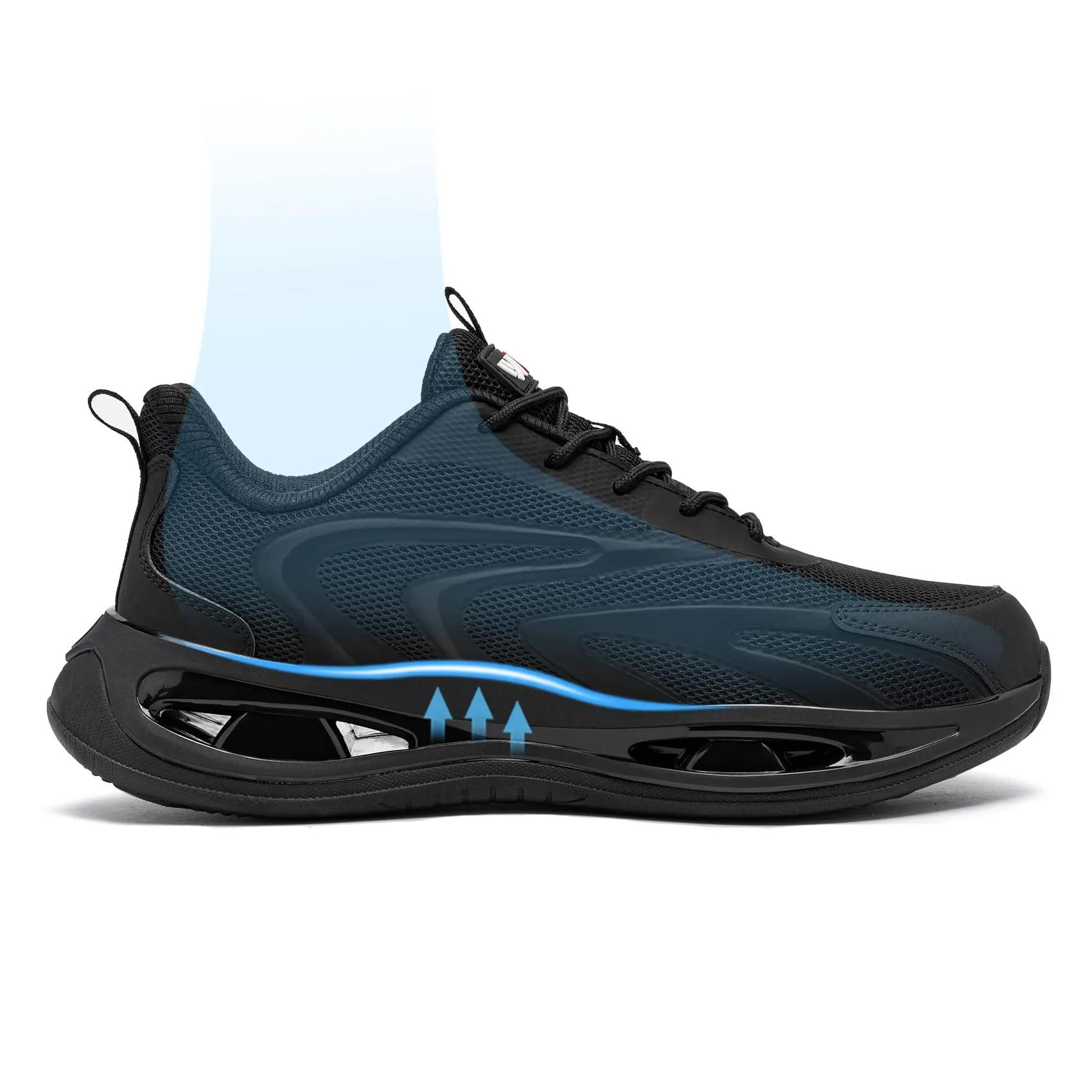 LARNMERN Steel Toe Shoes Men Breathable Work Sneakers Safety Lightweight Comfortable Tennis Shoe Indestructible Sneaker(10 Men, Black)