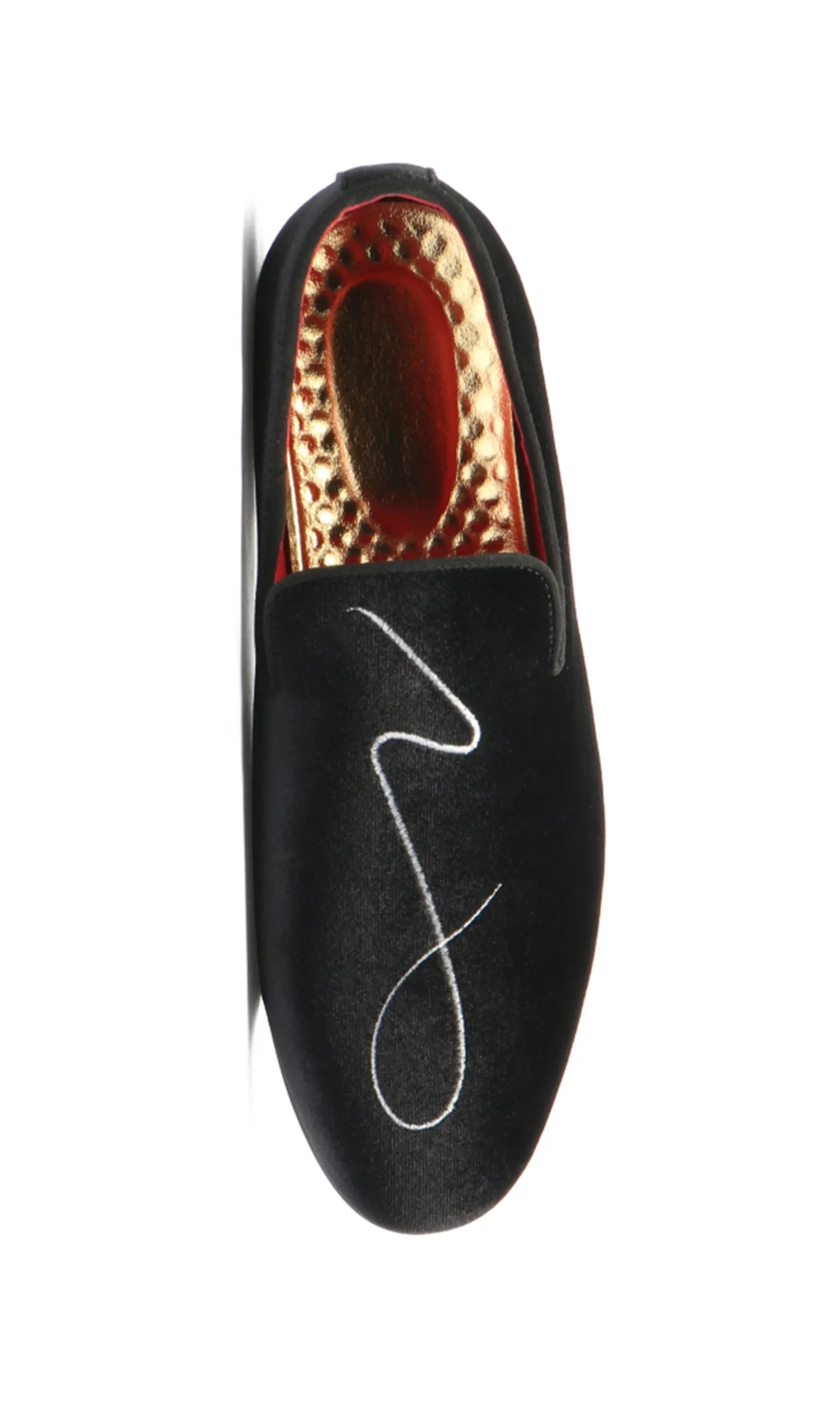 Men's Embroidery Velvet Loafers Black