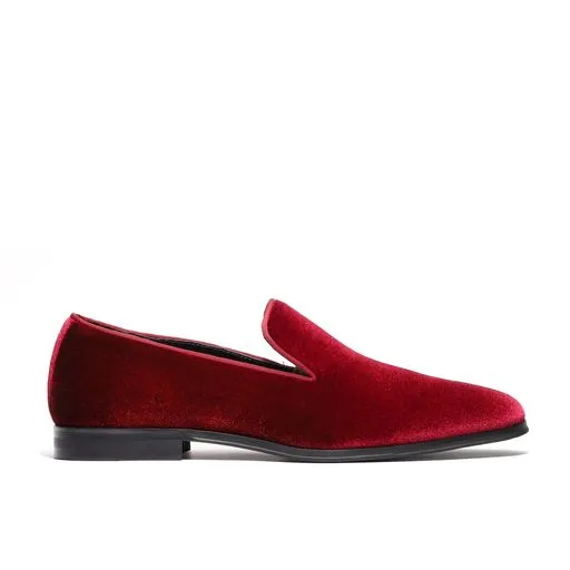 Men's Velvet Loafers Burgundy