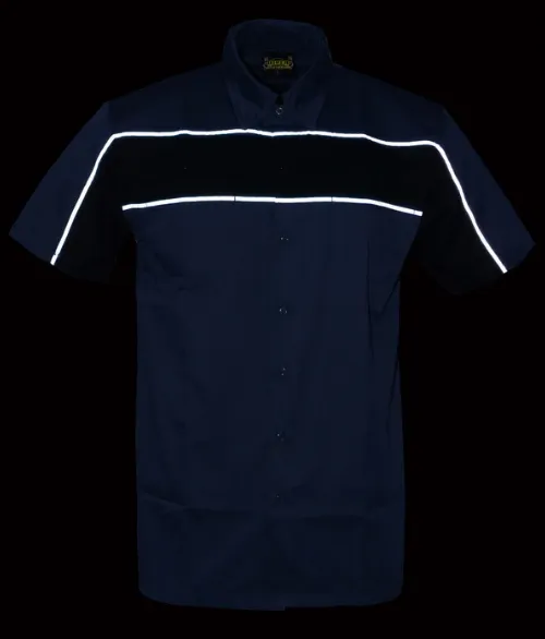 Milwaukee Leather Men’s Two-Tone Grey and Black Short Sleeve Motorcycle Mechanic Shirt with Reflective Material - MDM11671.149