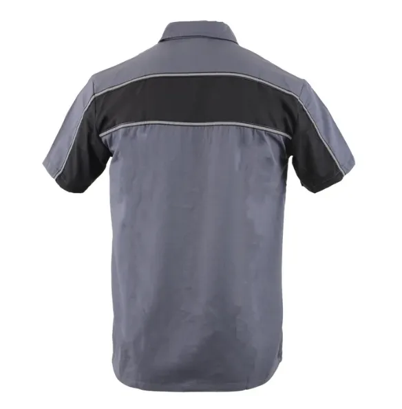 Milwaukee Leather Men’s Two-Tone Grey and Black Short Sleeve Motorcycle Mechanic Shirt with Reflective Material - MDM11671.149