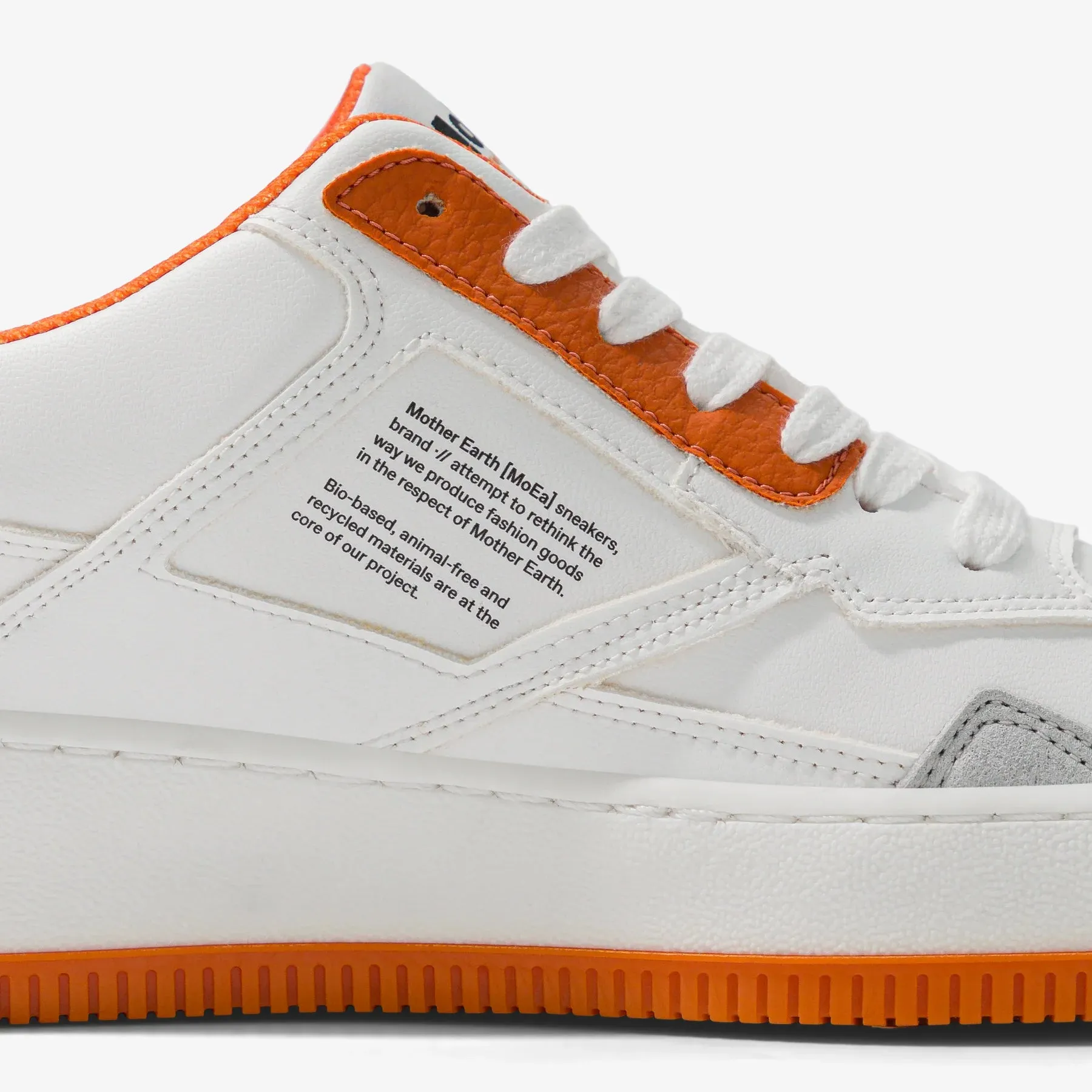 MoEa | GEN1 Orange Vegan Sneakers | Orange White & Suede