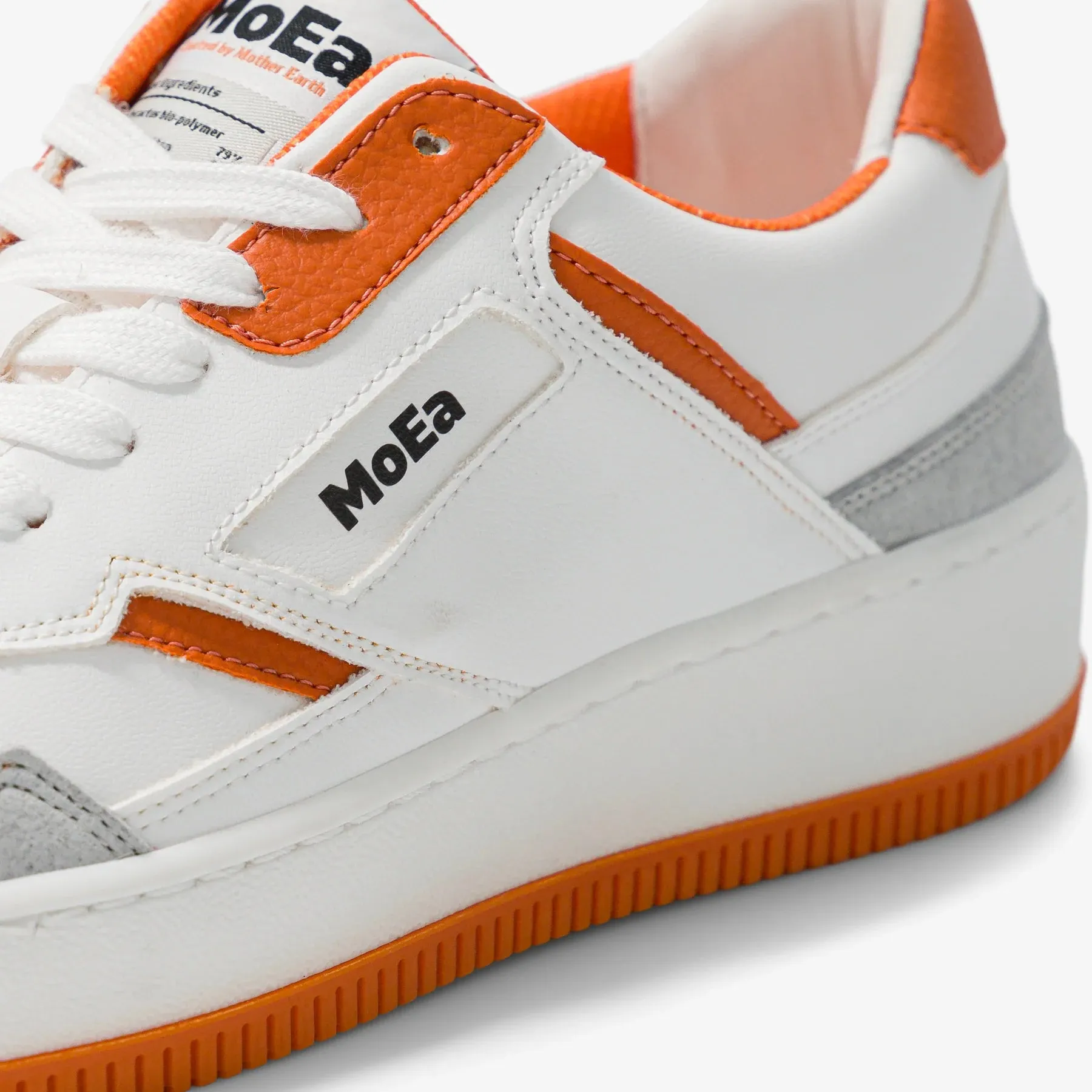 MoEa | GEN1 Orange Vegan Sneakers | Orange White & Suede