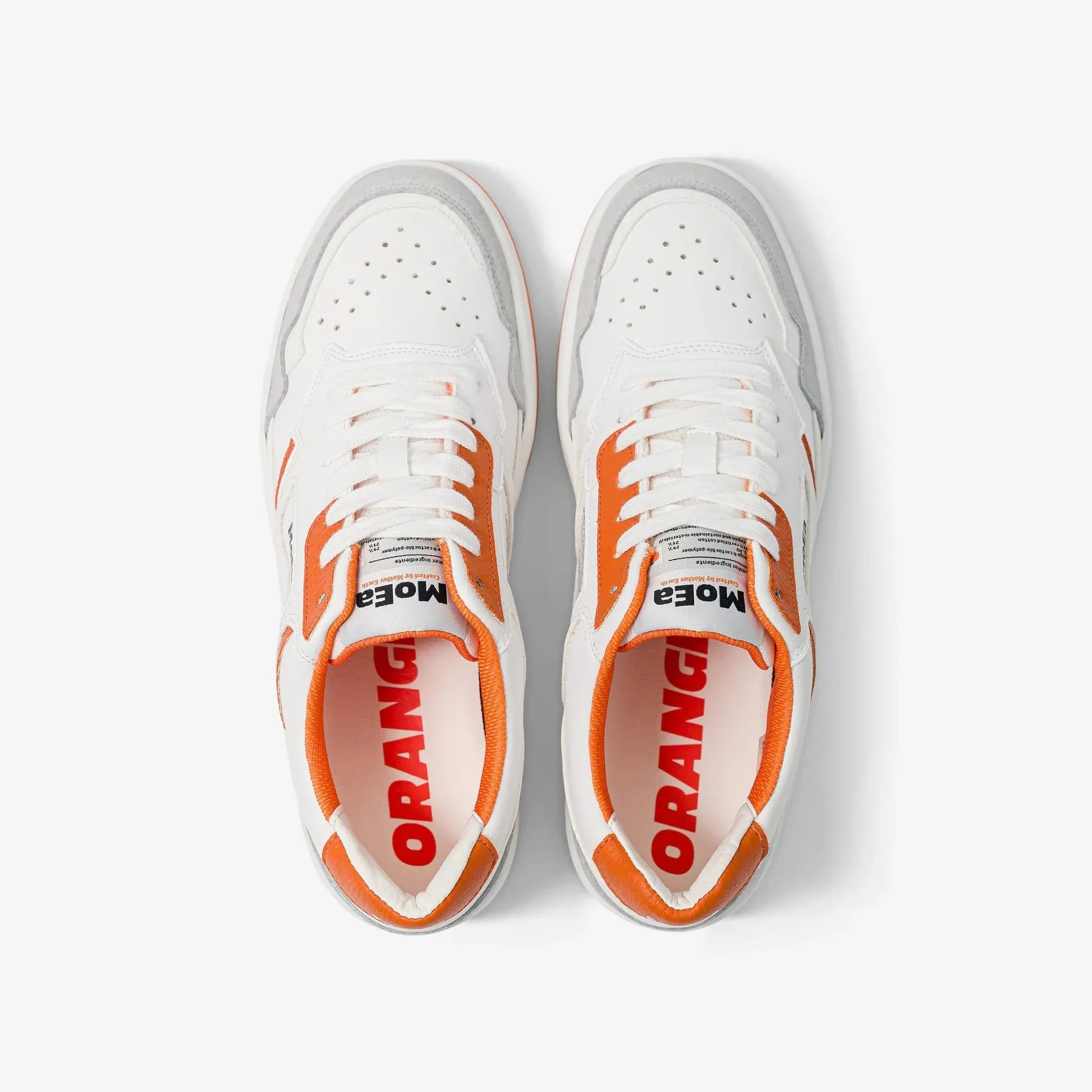 MoEa | GEN1 Orange Vegan Sneakers | Orange White & Suede