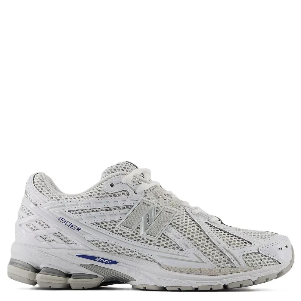 New Balance Women's 1906R in White with Team Royal and Silver Metallic
