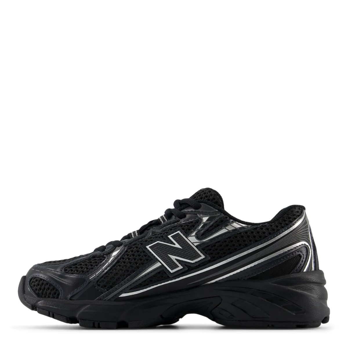 New Balance Youth 740 in Black with Silver Metallic