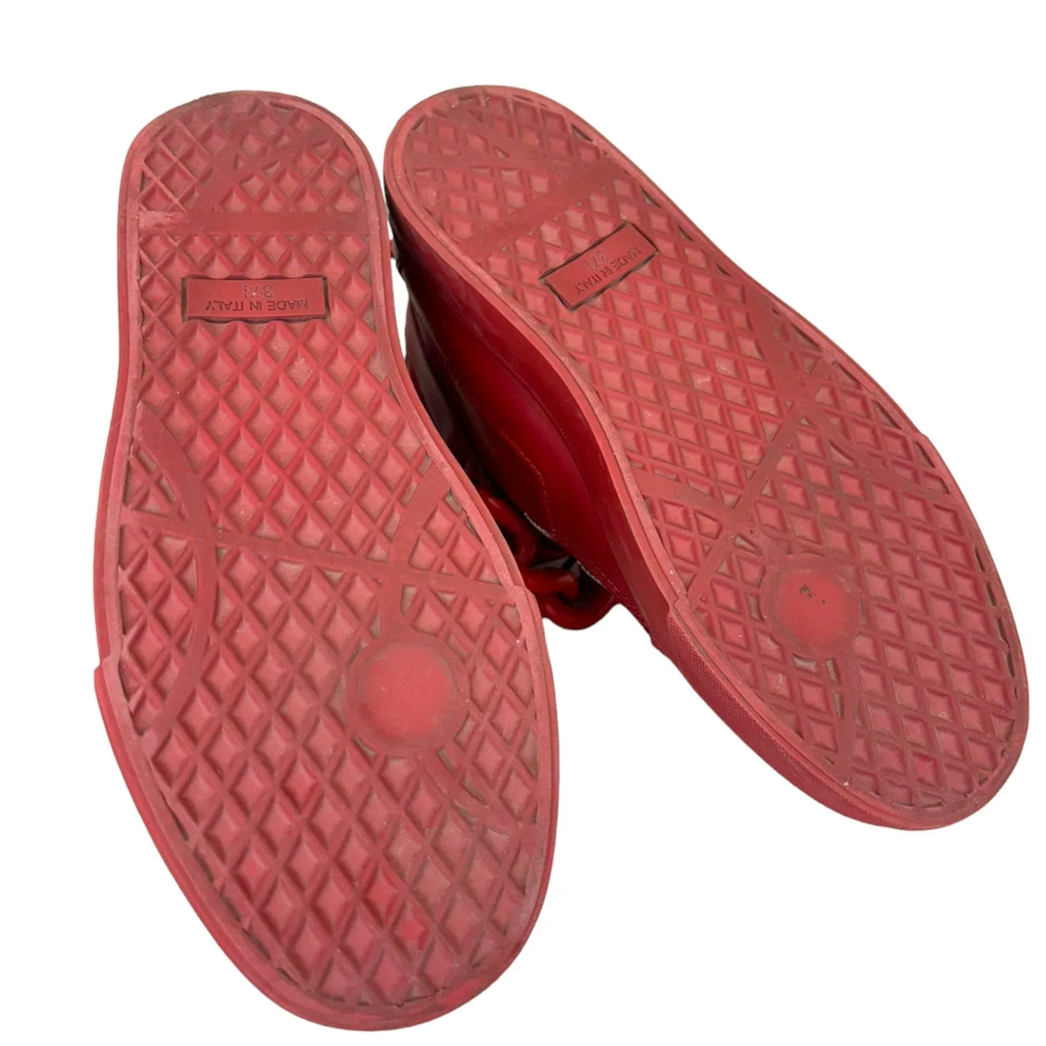 Red Tonal Chain High Top Sneakers Red Size 37.5