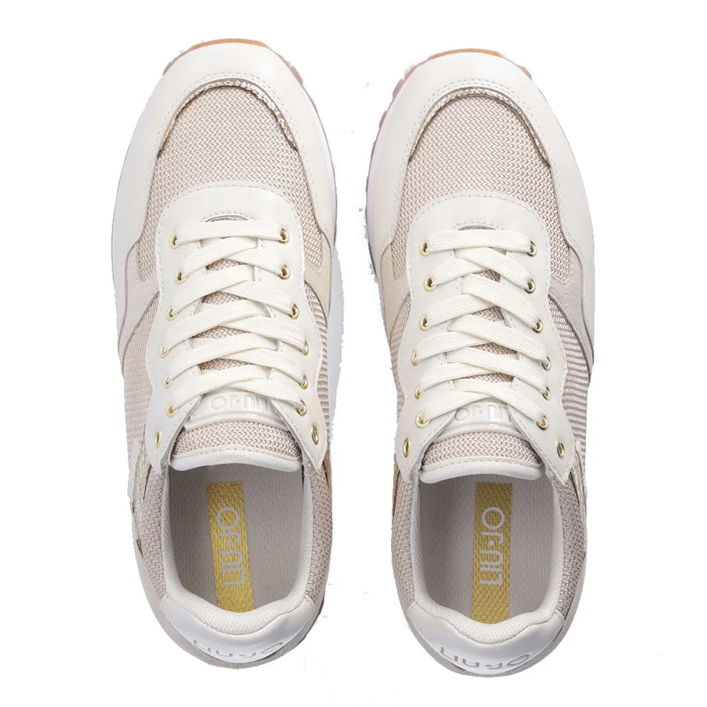 Scarpe Donna LIU JO Sneakers Wonder 01 in Pelle e Brighty Mesh color Conchiglia
