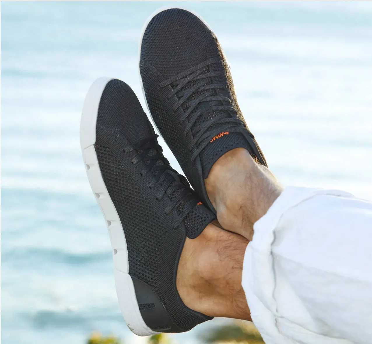 SWIMS BREEZE TENNIS KNIT SHOES- NAVY/WHITE