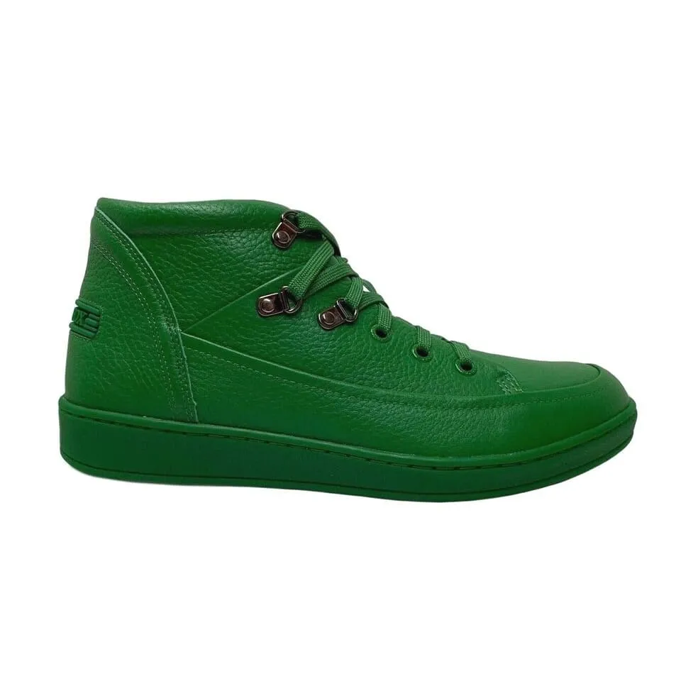 Travel Fox Men's Green Nappa Leather Mid Top Sneakers 916103 120