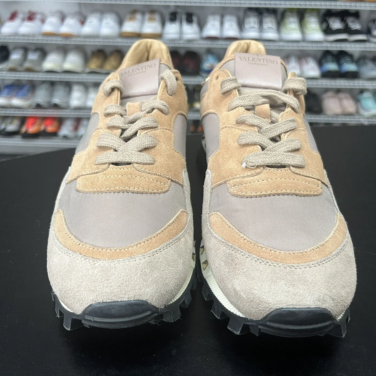 Valentino Garavani Flycrew Studded Suede Designer Sneakers Women Sz EU 40 US 10