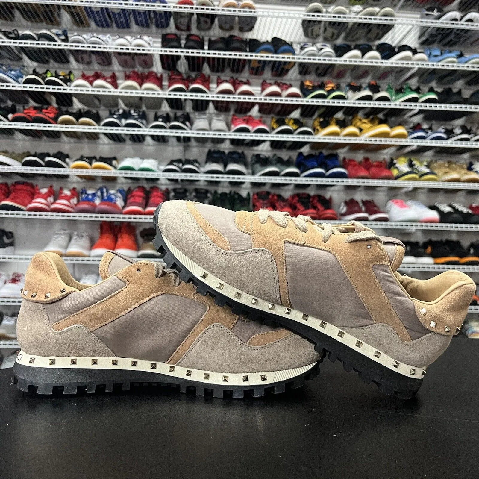 Valentino Garavani Flycrew Studded Suede Designer Sneakers Women Sz EU 40 US 10
