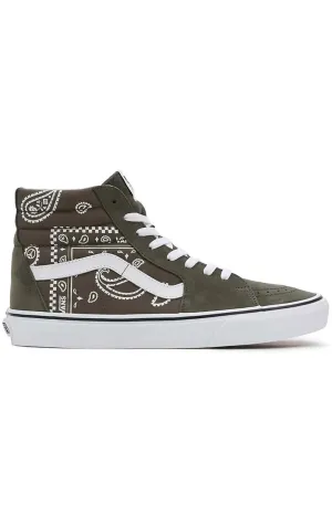 Vans Sk8 Hi Men's Canvas Sneakers Grape Leaf Paisley