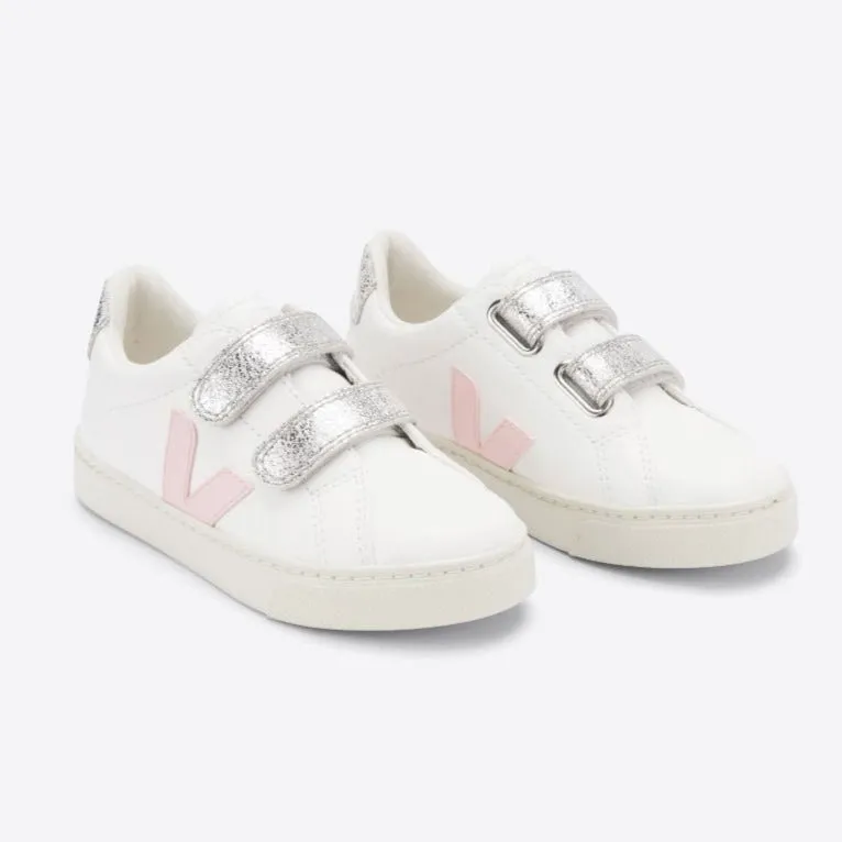 Veja Girl's Esplar Leather White Petale Silver Trainers