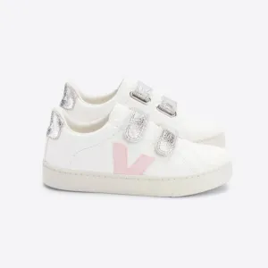 Veja Girl's Esplar Leather White Petale Silver Trainers